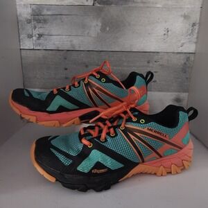 Merrell Agility Peak Flex 2 Womens Teal Orange Trail Running Shoes Size 10